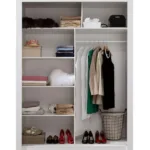 160 Cm Breiter Kleiderschrank Mit 2 Türen | 6 Fächer | Farbe: Weiß For Kleiderschrank 160 Hoch