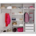 250 Cm Breiter Kleiderschrank Mit 2 Türen, 9 Fächern Und 2 Schubladen |  Farbe: Weiß | Tiefe: 60 Cm Inside Kleiderschrank 250