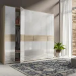 270 Cm Breiter Kleiderschrank Mit 6 Türen | Farbe: Eiche / Weiß For Kleiderschrank 270 Cm Breit