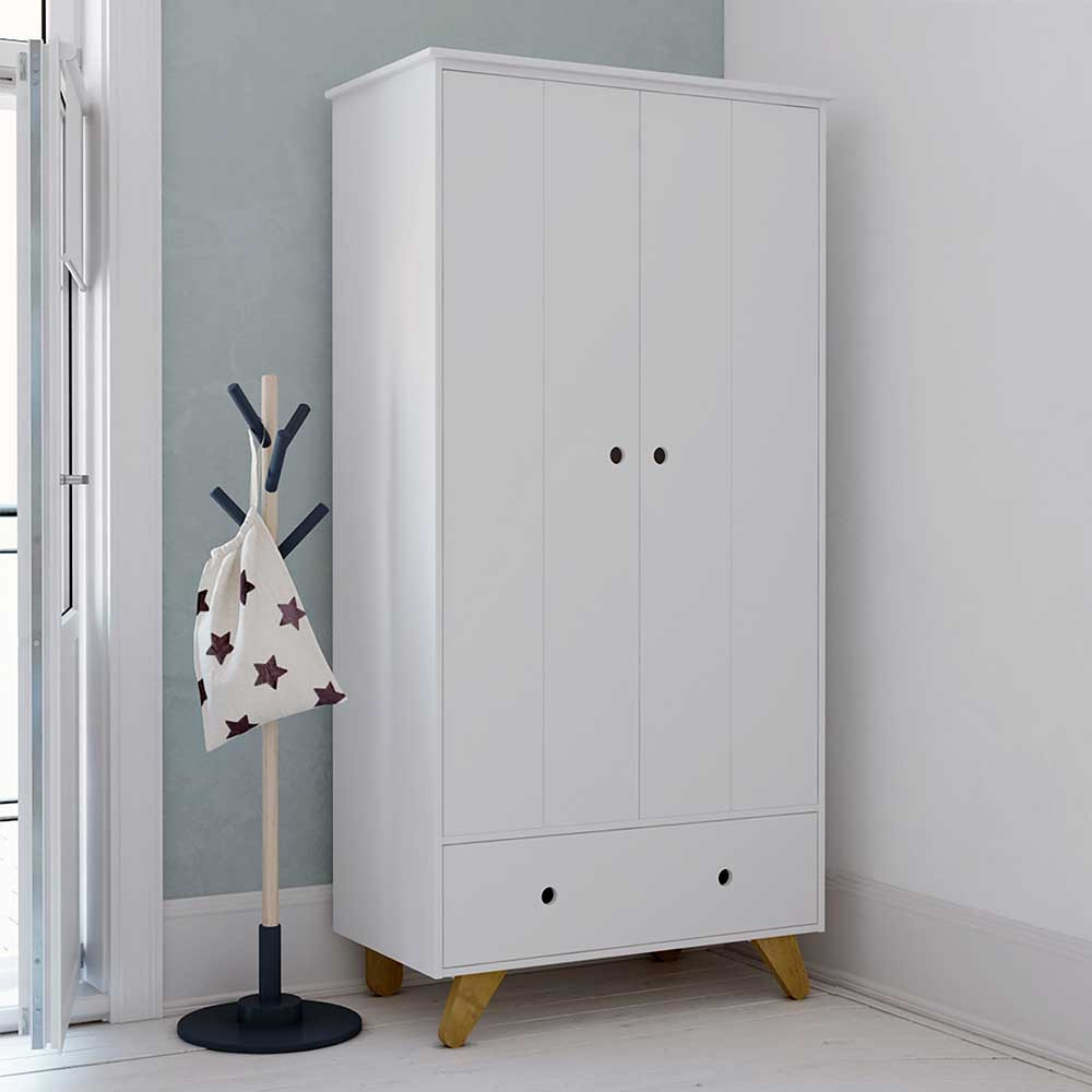 95X190X50 Kinder Kleiderschrank Mit Schublade &amp; Tür - Elfrid inside Kleiderschrank Weiß  Knder