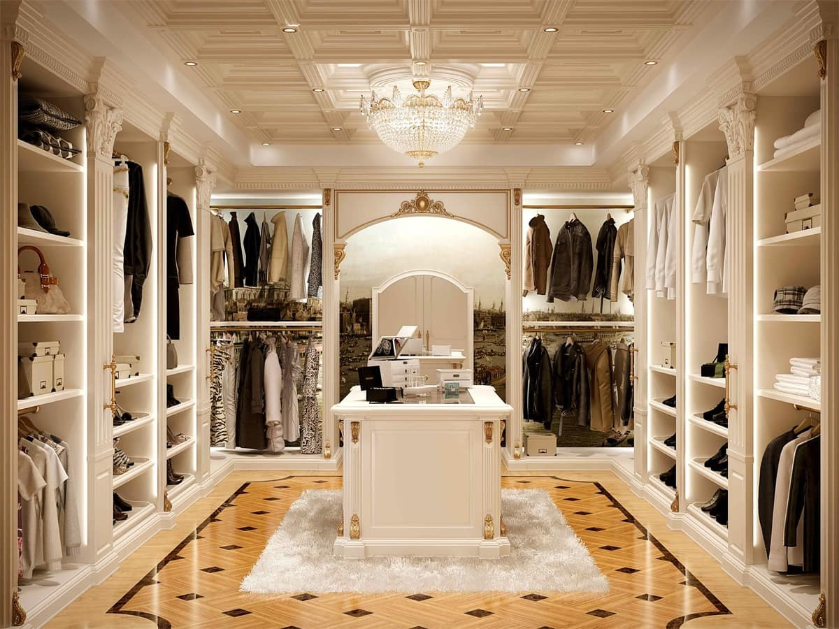 Begehbarer Kleiderschrank Im Klassischen Stil, Luxuriös | Idfdesign with regard to Begehbarer Kleiderschrank Luxus