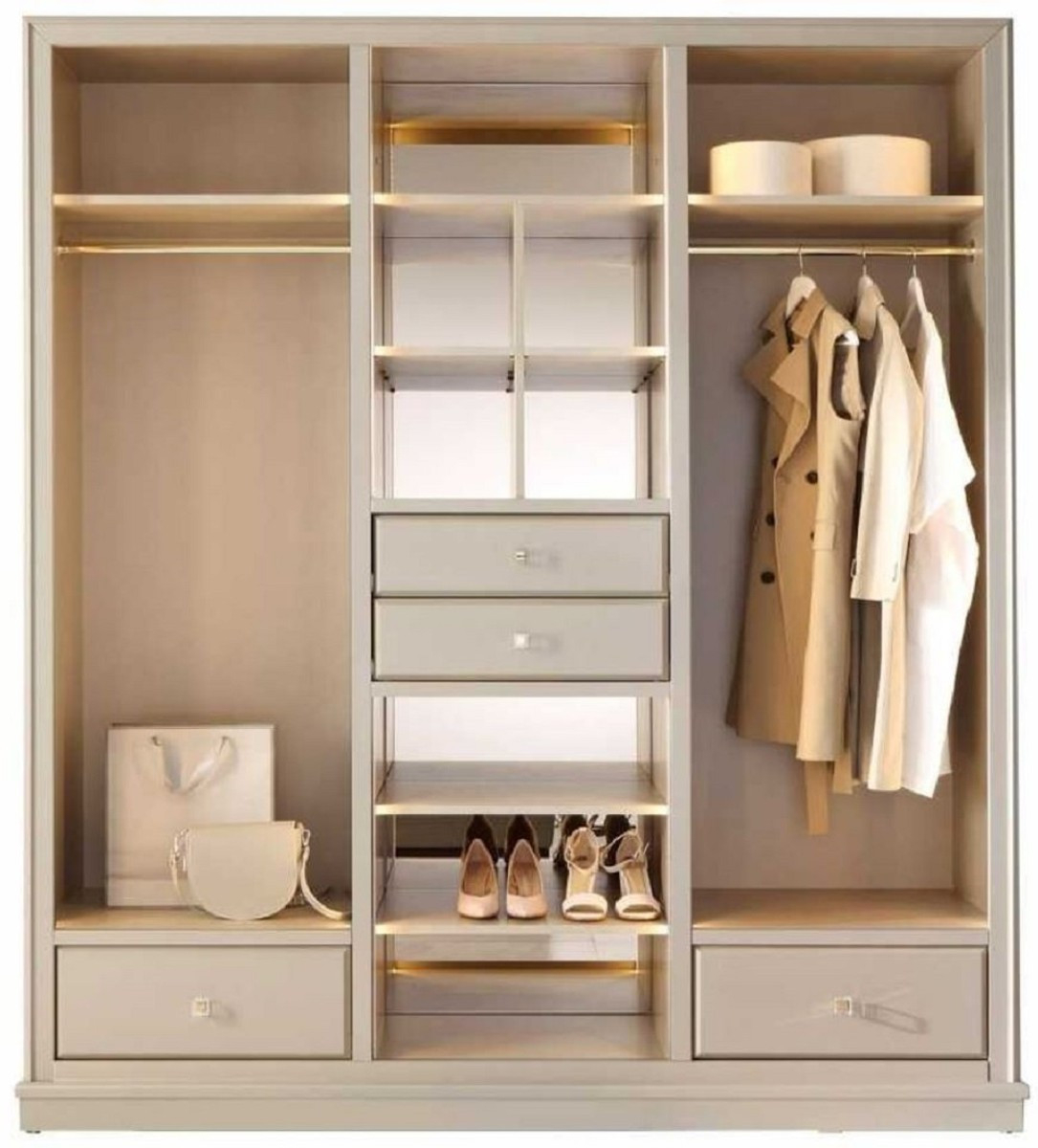Casa Padrino Luxus Kleiderschrank Beige 200 X 60 X H. 230 Cm - Offener  Schlafzimmer Schrank - Schlafzimmer Möbel - Hotel Möbel - Luxus Möbel -  Luxus with regard to Kleiderschrank Beige