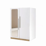 Compact Natur Weiß Kleiderschrank 2 Türig Mit Spiegel, 100Cm Breit Throughout Kleiderschrank Halbhoch