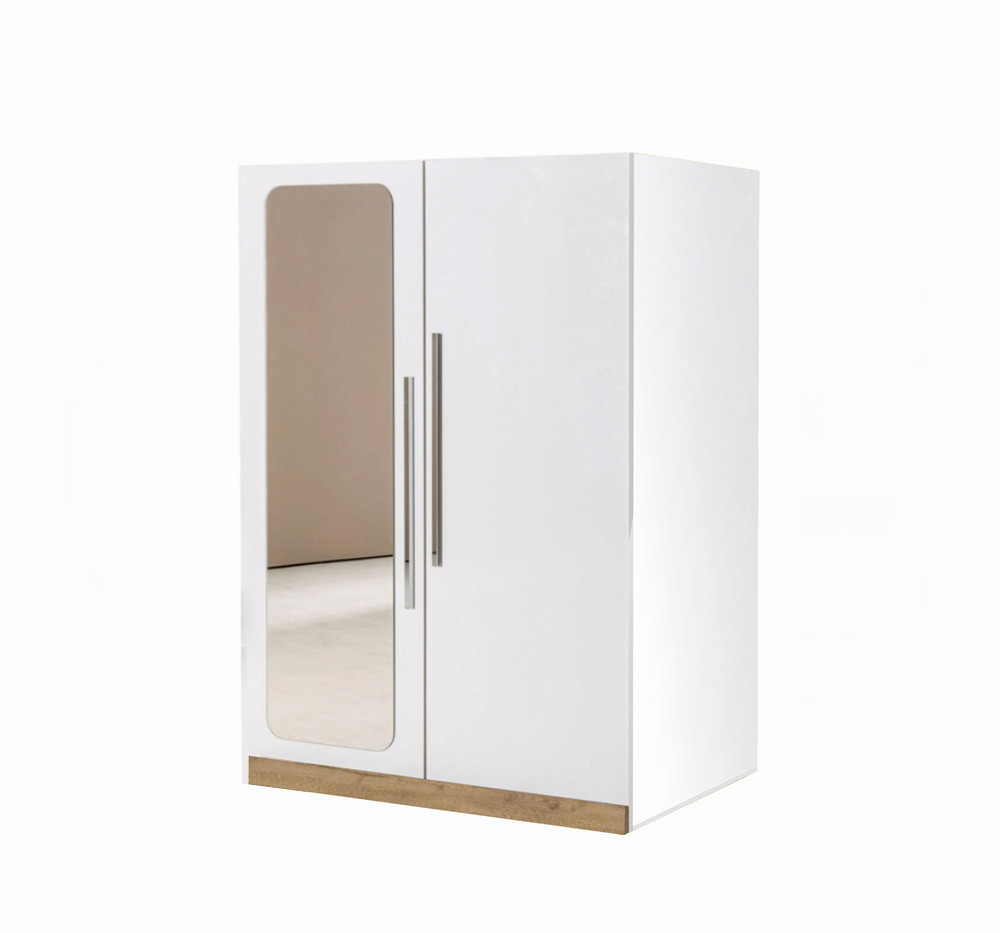 Compact Natur Weiß Kleiderschrank 2 Türig Mit Spiegel, 100Cm Breit throughout Kleiderschrank Halbhoch