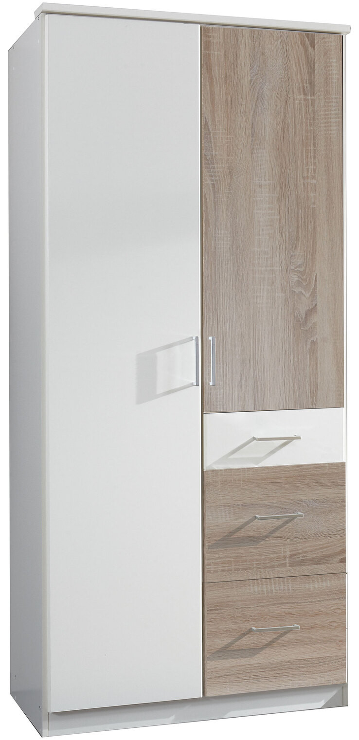 Drehtürenschrank Click Weiß/Eiche Sägerau Nachbildung Ca. 91 X 199 intended for Möbel Boss Kleiderschrank