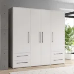 Drehtürenschrank Mokkaris 4-Türig Weiß pertaining to Kleiderschrank 4 Türig