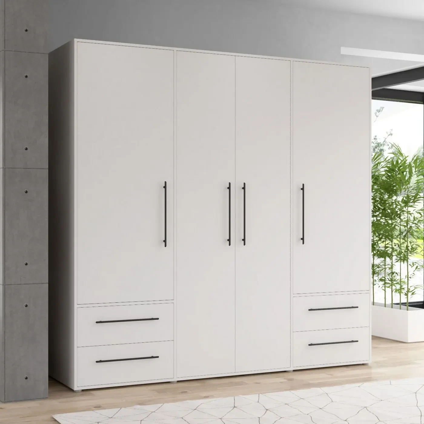 Drehtürenschrank Mokkaris 4-Türig Weiß pertaining to Kleiderschrank 4 Türig