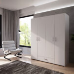 Econobox 1 Von Forte – Kleiderschrank Ca. 55 Cm Tief Weiß 4 Türig Mit 1  Schubkasten With Kleiderschrank 190 Hoch
