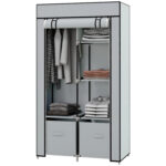 Homcom Stoffschrank Mit 5 Fächern Reißverschluss Hellgrau 83 X 42,5 X 162,5  Cm Pertaining To Kleiderschrank Mit Reißverschluss
