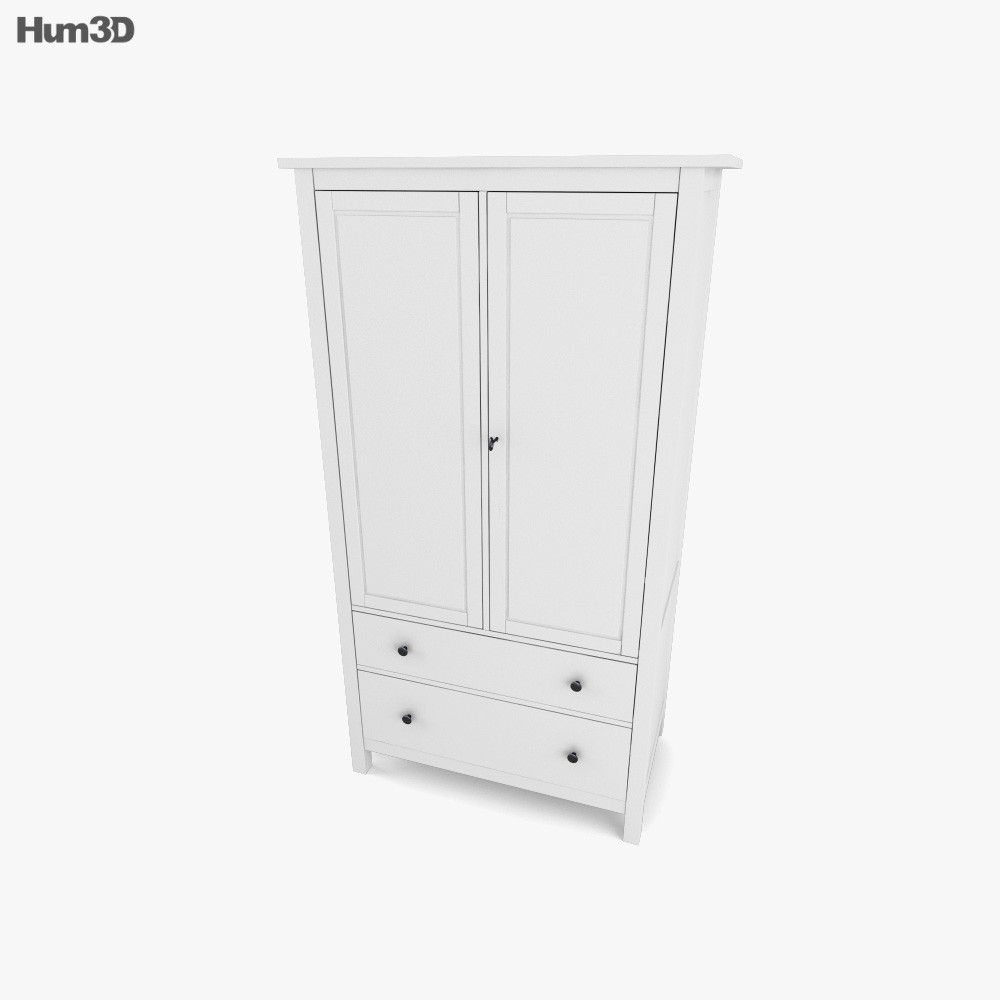 Ikea Hemnes Kleiderschrank Mit Zwei Türen 3D-Modell with Ikea Kleiderschrank Klein