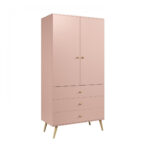 Ikon Kleiderschrank Zweitüriger Mit Schubladen String Griffe 100 Cm Rosa Throughout Kleiderschrank Rosa