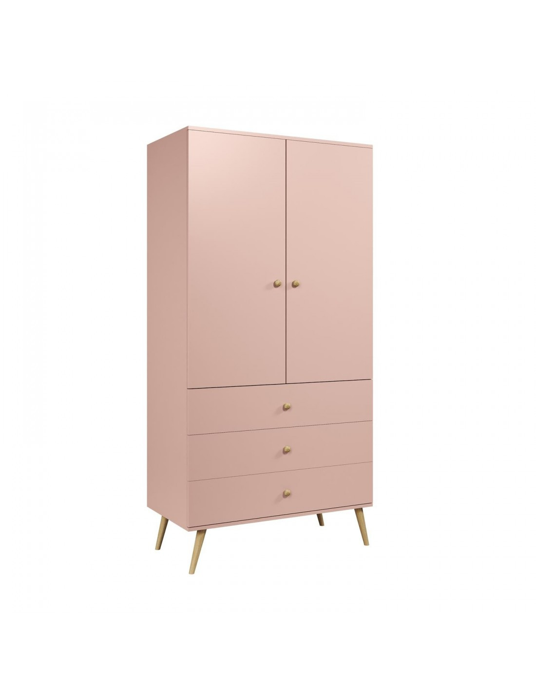 Ikon Kleiderschrank Zweitüriger Mit Schubladen String Griffe 100 Cm Rosa throughout Kleiderschrank Rosa