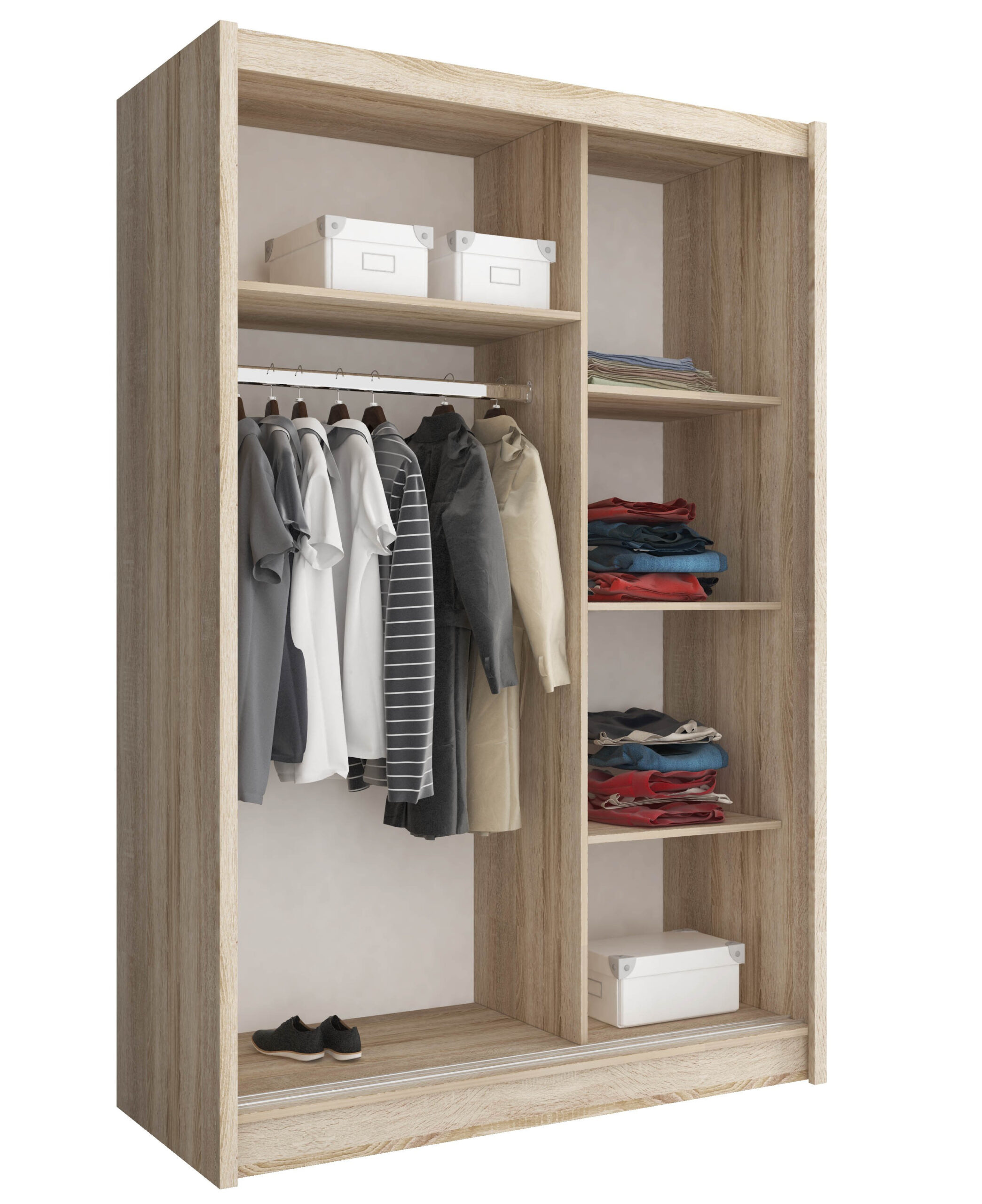 Kleiderschrank 130 Breit - Borneo A1 - 130 Cm - Weiß Mit Spiegel for Kleiderschrank 130 Cm Breit