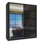Kleiderschrank 133 Cm Belini Schwarz Matt / Schwarz Glänzend Mit With Kleiderschrank Schwarz Hochglanz