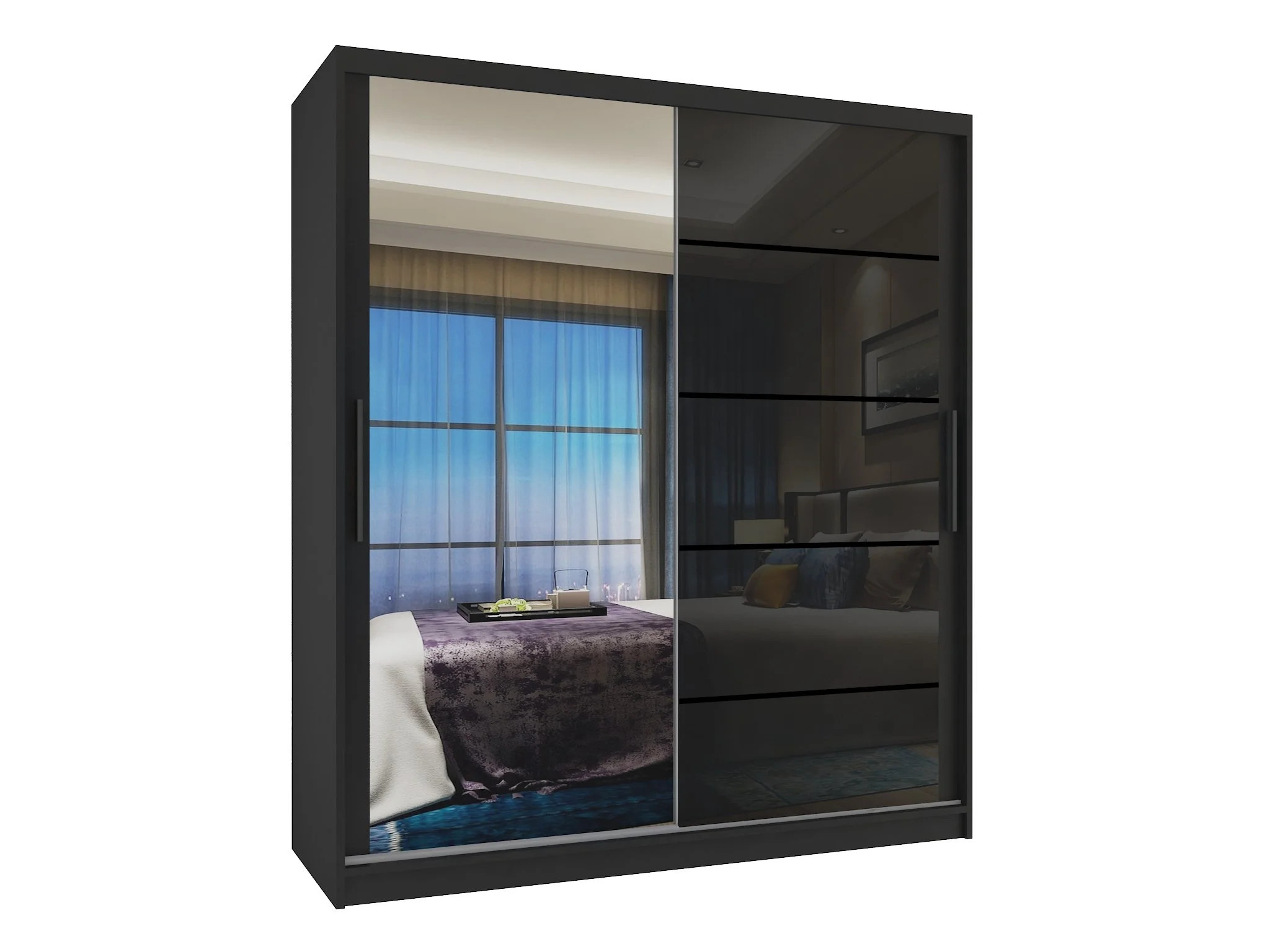 Kleiderschrank 133 Cm Belini Schwarz Matt / Schwarz Glänzend Mit with Kleiderschrank Schwarz Hochglanz