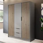Kleiderschrank 155 Cm Macron Grau, Artisan Eiche 155 Cm  Grau with regard to Kleiderschrank Grau Holz