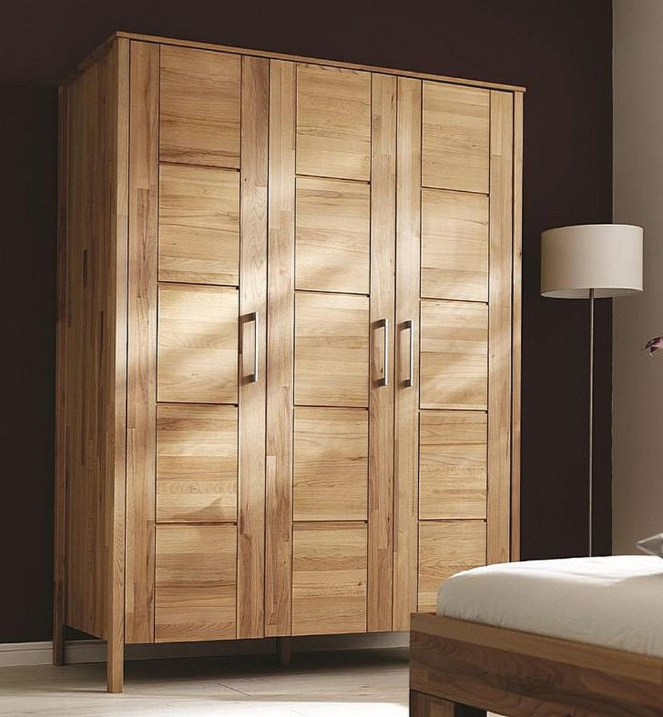 Kleiderschrank 156X205X61Cm Zenna 3Türig Kernbuche Massiv Geölt | Casa De  Mobila in Kleiderschrank Buche Massiv