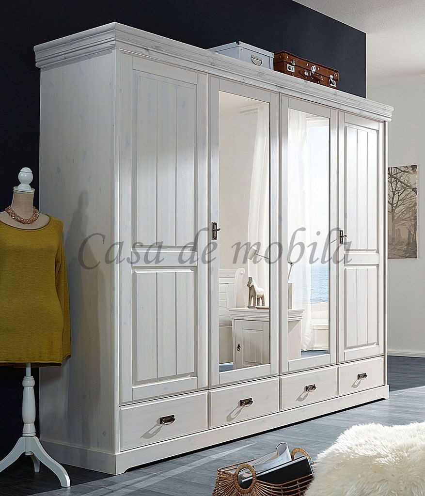 Kleiderschrank 255X217X62Cm Neapel Kiefer Massiv Weiß | Casa De Mobila with regard to Kleiderschrank Landhaus