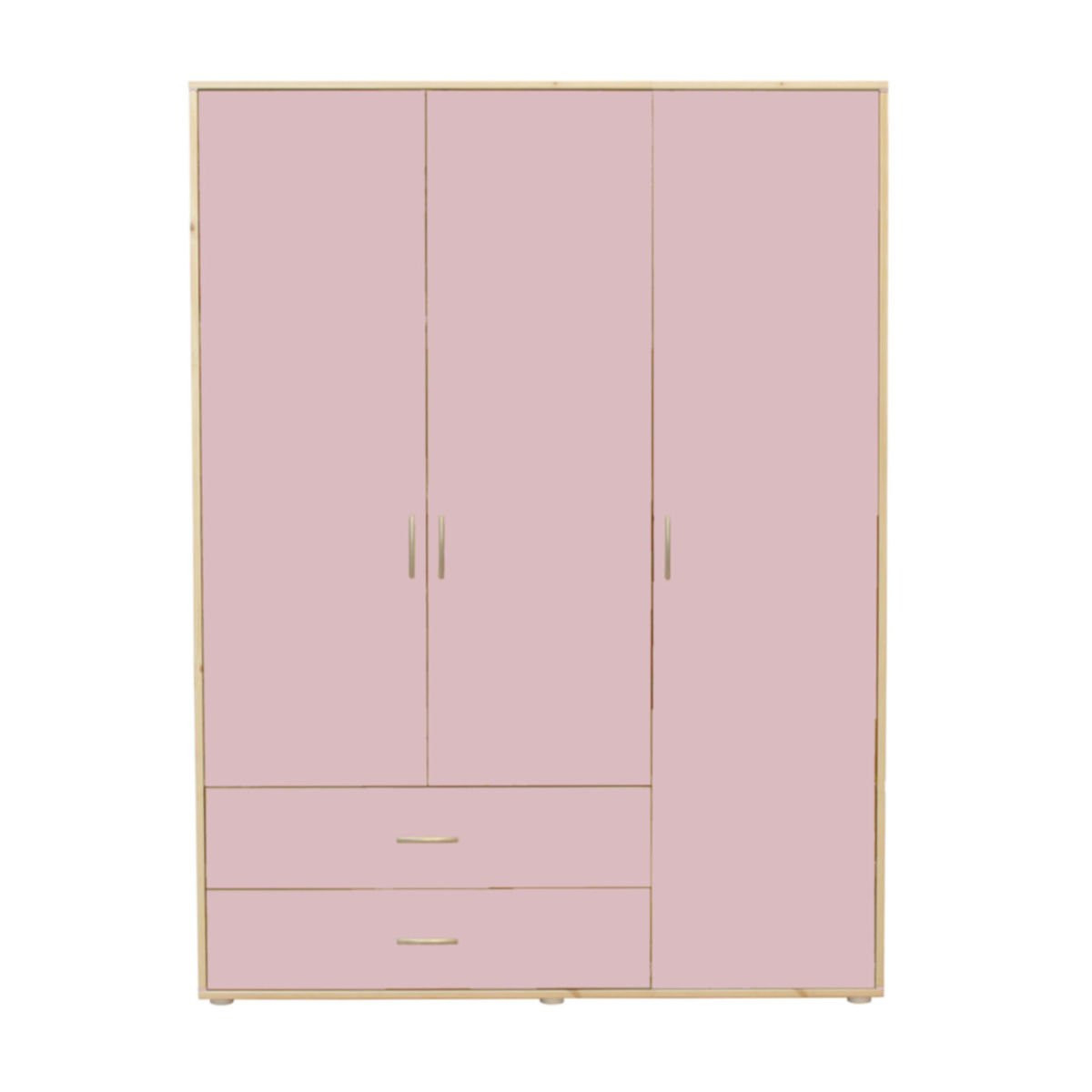 Kleiderschrank 3 Türen 2 Schübe Kiefer/Rosa - 971 € inside Kleiderschrank Rosa