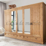 Kleiderschrank 5Türig Mexican Stil 310X215X62Cm Kiefer Massiv Eichefarben  Gelaugt Geölt In Kiefer Kleiderschrank