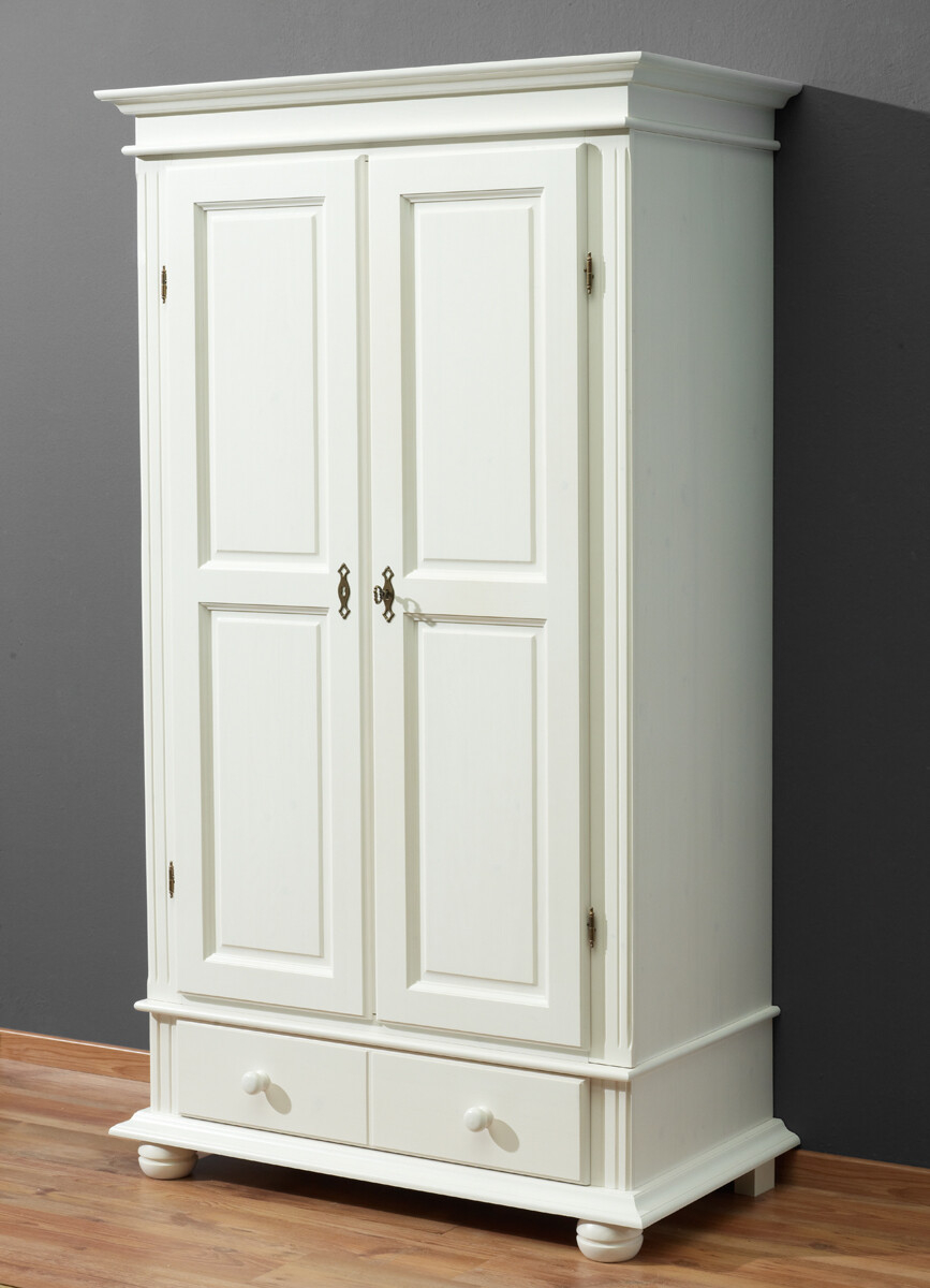 Kleiderschrank Fichte Massiv Weiß Garderobenschrank Schlafzimmerschrank  Landhaus throughout Kleiderschrank Massivholz Gebraucht