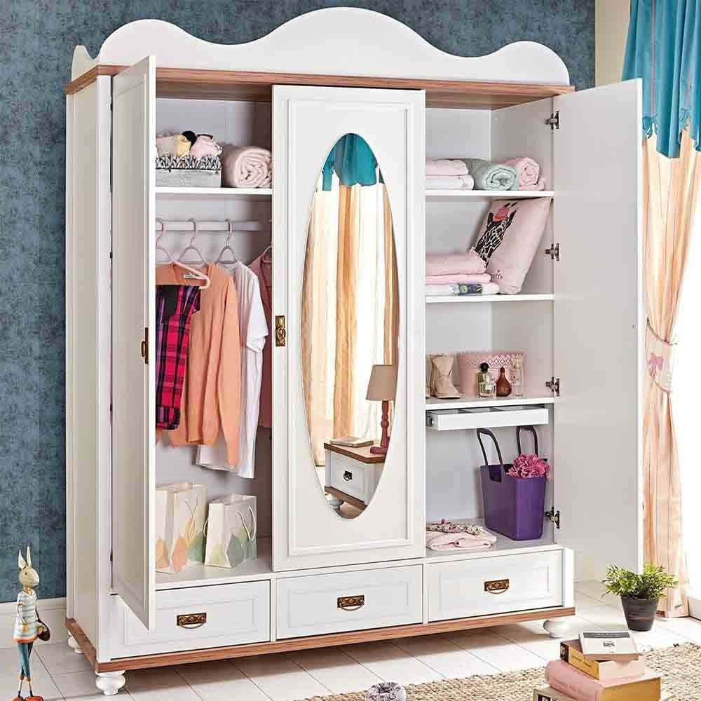 Kleiderschrank Für Kinderzimmer, Drei Mit Zentralem Spiegel with regard to Mädchen Kleiderschrank