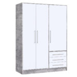 Kleiderschrank Jupiter, Beton Lichtgrau & Weiß – Breite Ca. 145 Cm Throughout Kleiderschrank Jupiter