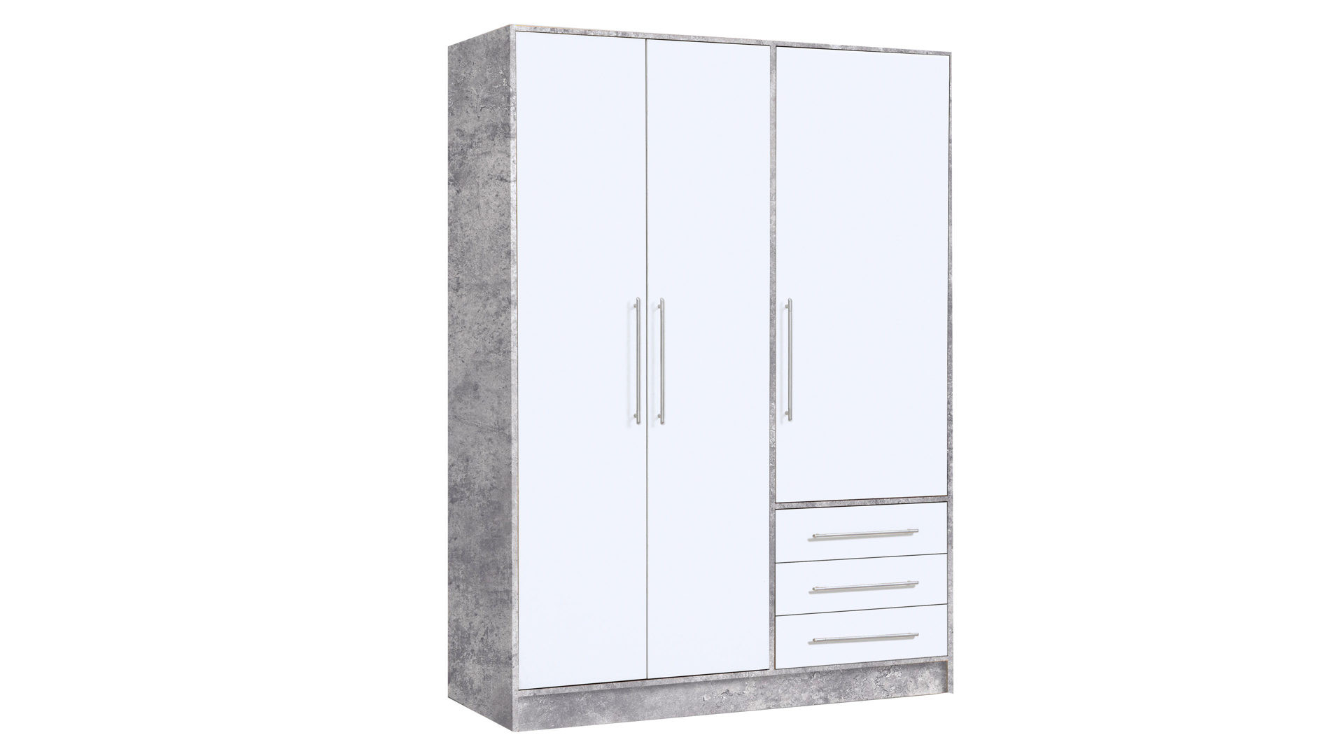 Kleiderschrank Jupiter, Beton Lichtgrau &amp; Weiß – Breite Ca. 145 Cm throughout Kleiderschrank Jupiter