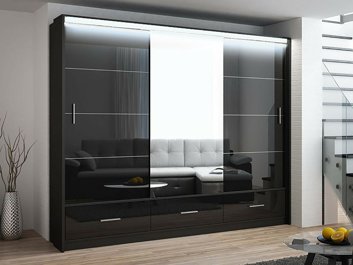 Kleiderschrank Marsylia 250 Schrank Schwebetürenschrank Mit Led Beleuchtung within Kleiderschrank Led