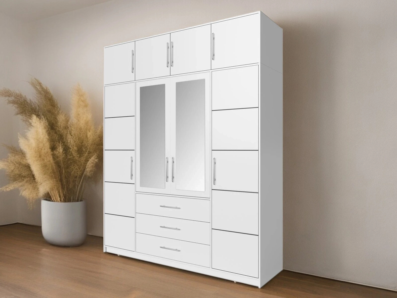 Kleiderschrank Mit 3 Schubladen Und Spiegel Alex Weiß Weiß With Regard To Real Kleiderschrank