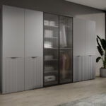 Kleiderschrank Mit Glastüren Dune Grau / Geriffeltes Glas Regarding Kleiderschrank Glastüren