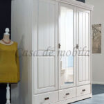 Kleiderschrank Mit Spiegel 192X217X62Cm Neapel Kiefer Massiv Weiß | Casa De  Mobila With Kleiderschrank Massivholz Weiß