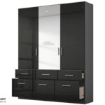 Kleiderschrank Mit Spiegel – Hochglanz Grau – 136 Cm – Rauch – Celle With Kleiderschrank Schwarz Hochglanz