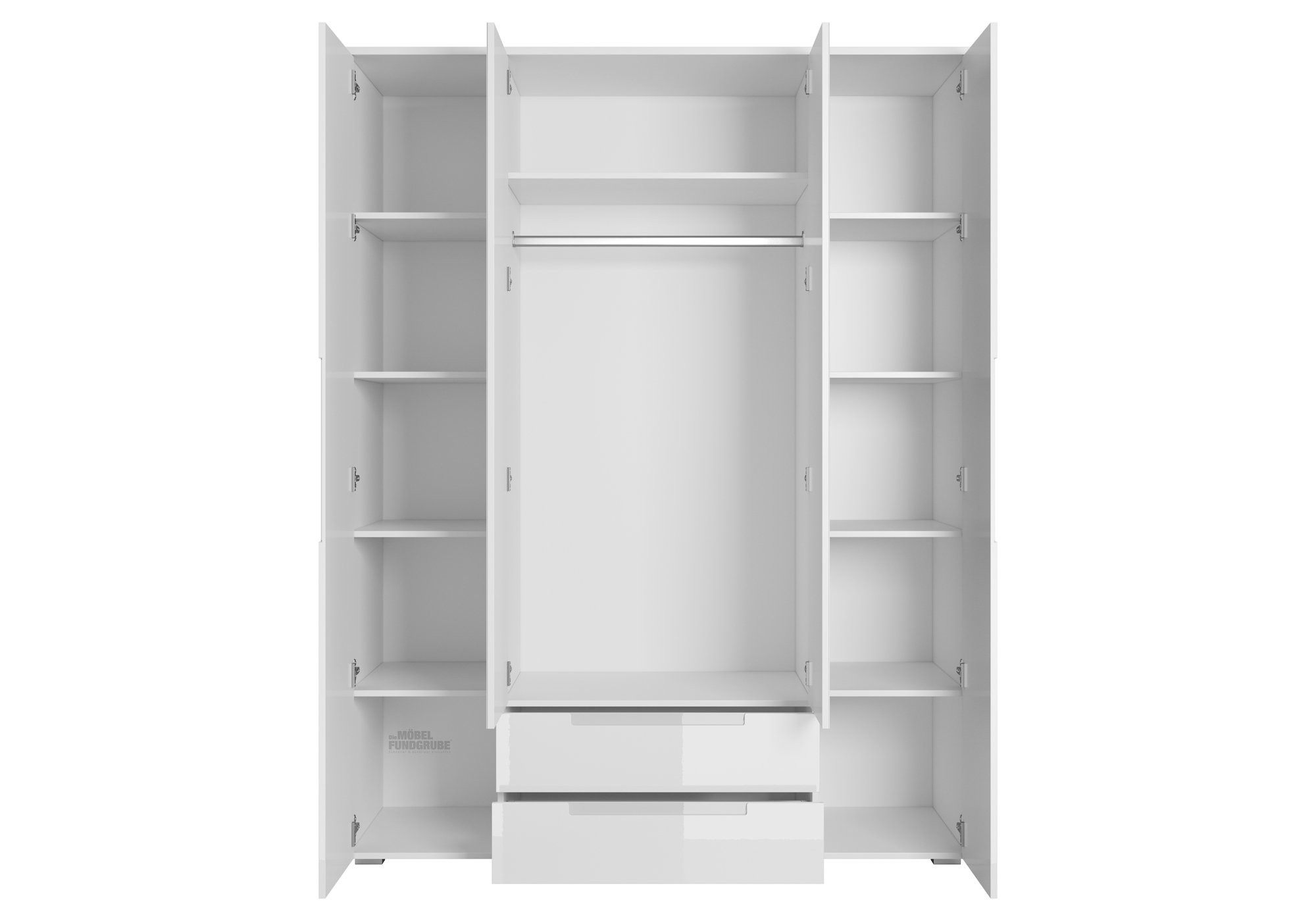 Kleiderschrank Mit Spiegel - Weiß Hochglanz - 160 Cm - Spice pertaining to Kleiderschrank 160 Breit