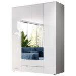Kleiderschrank Mit Spiegel – Weiß Hochglanz – 160 Cm – Spice With Regard To Kleiderschrank 160 Cm Hoch