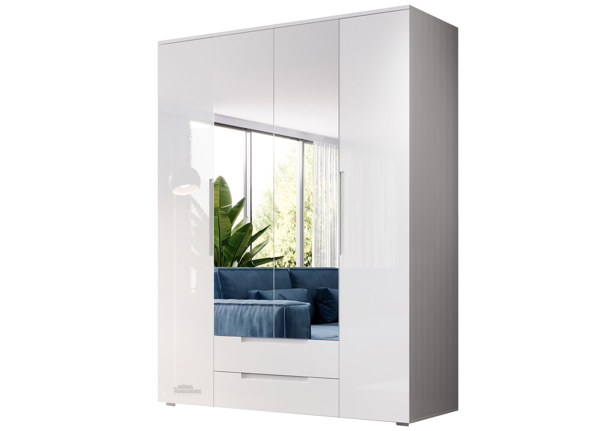 Kleiderschrank Mit Spiegel - Weiß Hochglanz - 160 Cm - Spice with regard to Kleiderschrank Günstig