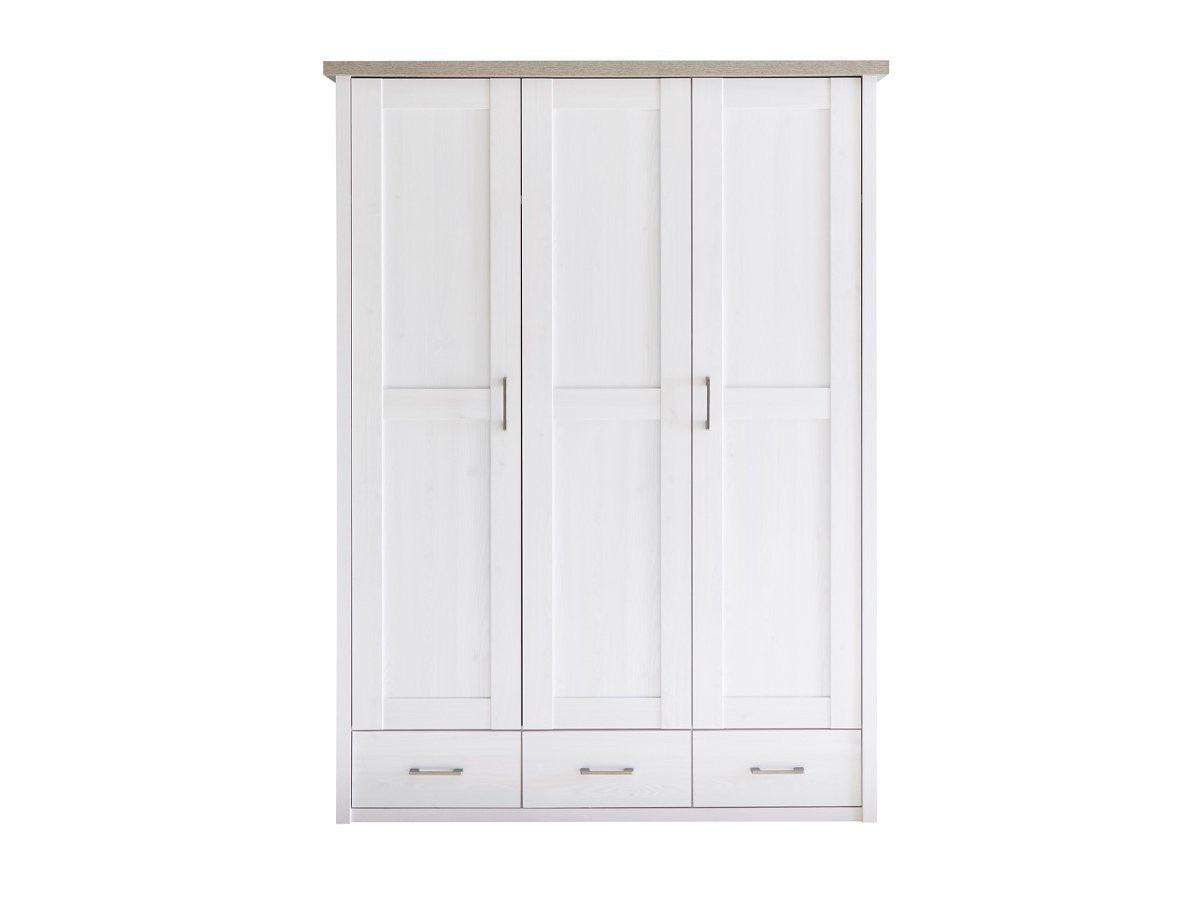 Kleiderschrank Pinie Weiß - Trüffel - 148 Cm - Landhaus Luca intended for Kleiderschrank In Weiß
