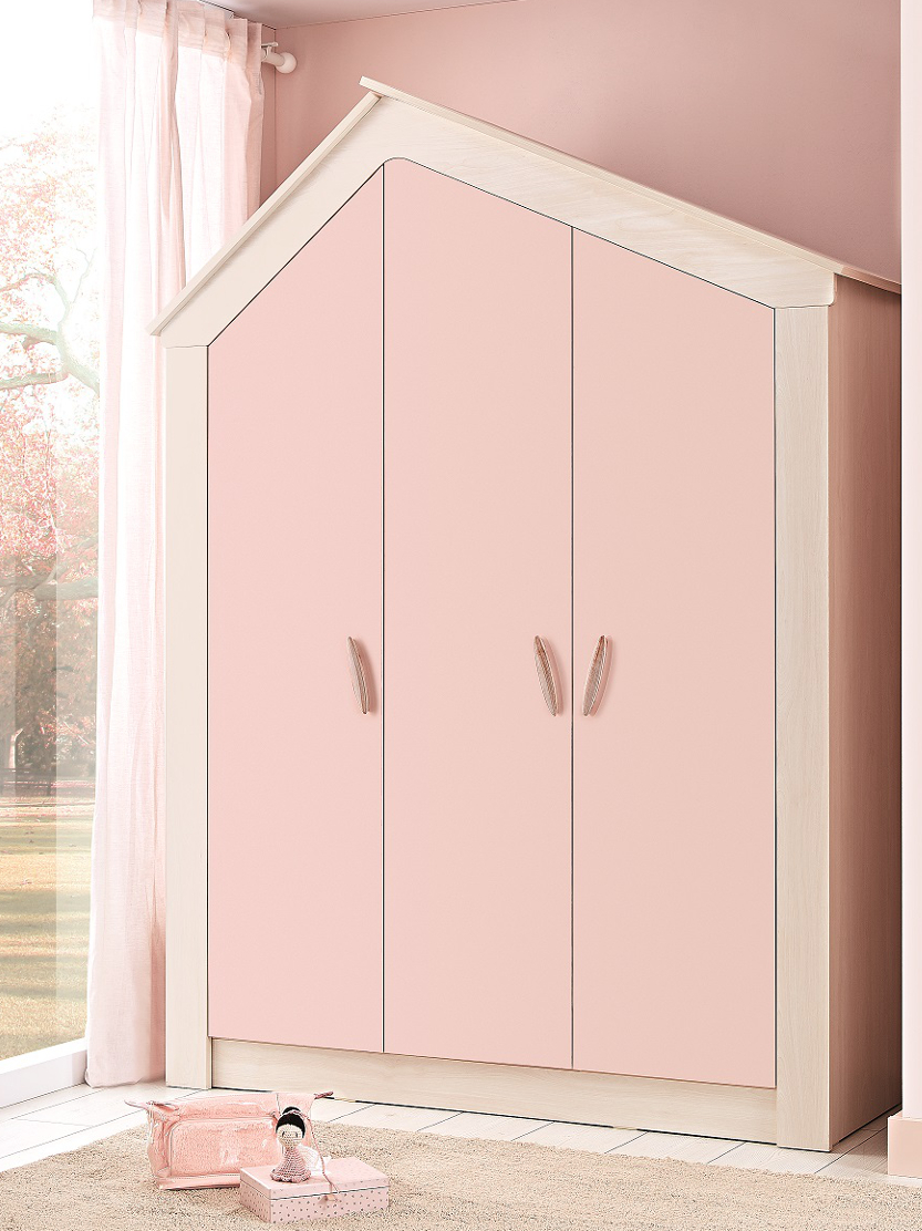 Kleiderschrank Pink House, 3-Türig for Kleiderschrank Rosa