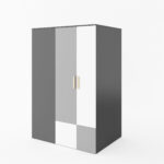 Kleiderschrank Pok Drehtürenschrank 130Cm Graphit Grau Weiß Begehbar Rechts  2-Türig throughout Kleiderschrank Grau Weiß