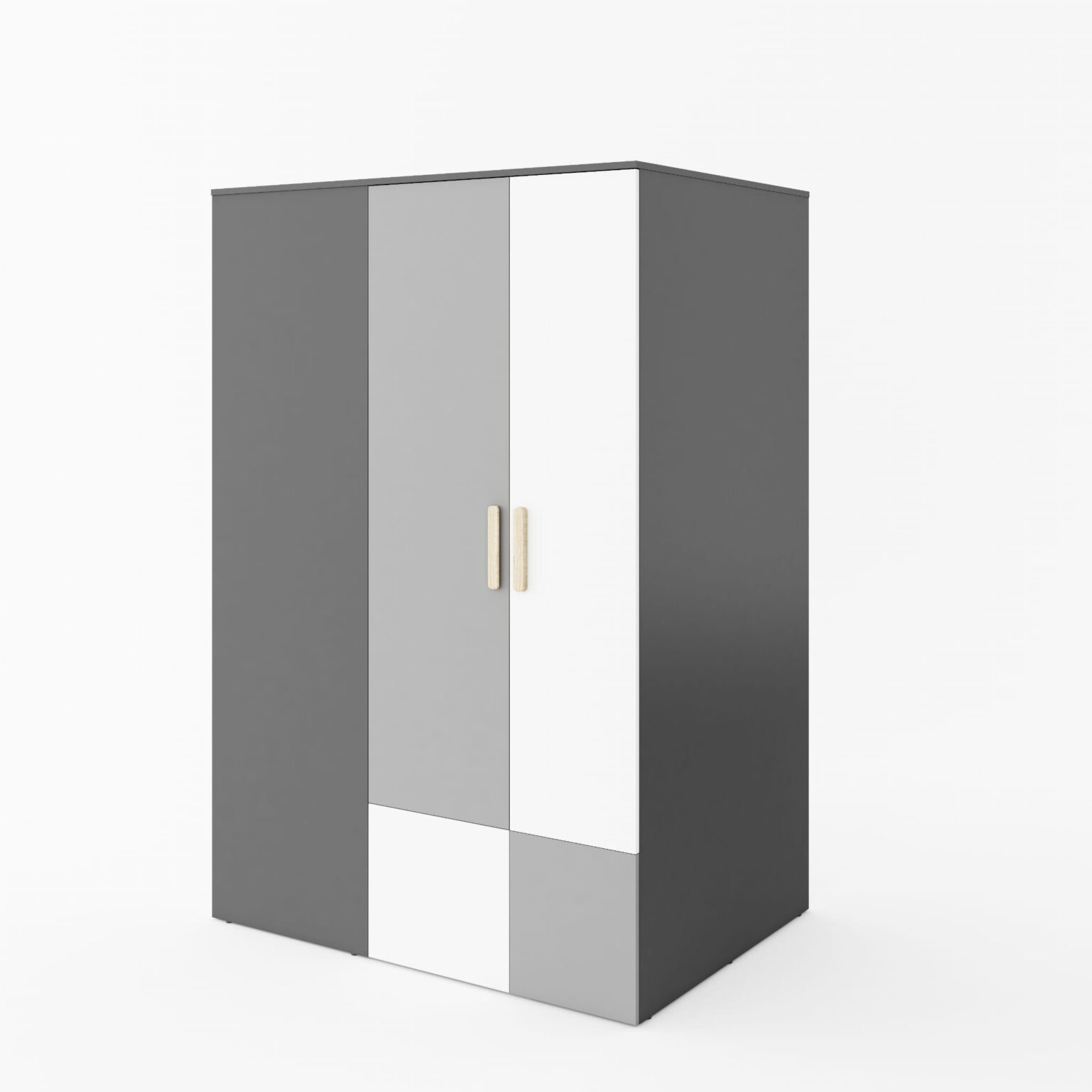 Kleiderschrank Pok Drehtürenschrank 130Cm Graphit Grau Weiß Begehbar Rechts  2-Türig throughout Kleiderschrank Grau Weiß