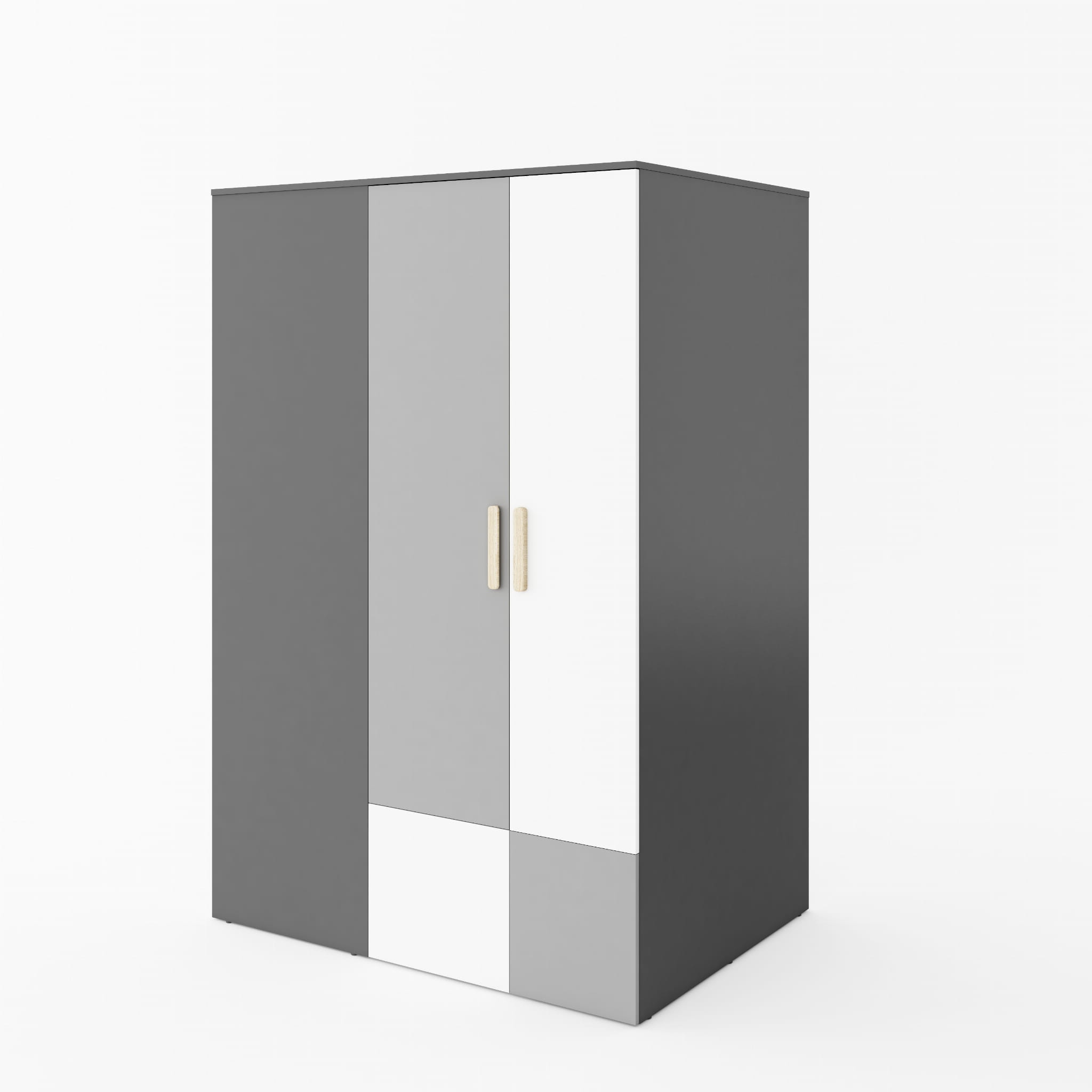 Kleiderschrank Pok Drehtürenschrank 130Cm Graphit Grau Weiß Begehbar Rechts  2-Türig throughout Kleiderschrank Grau Weiß