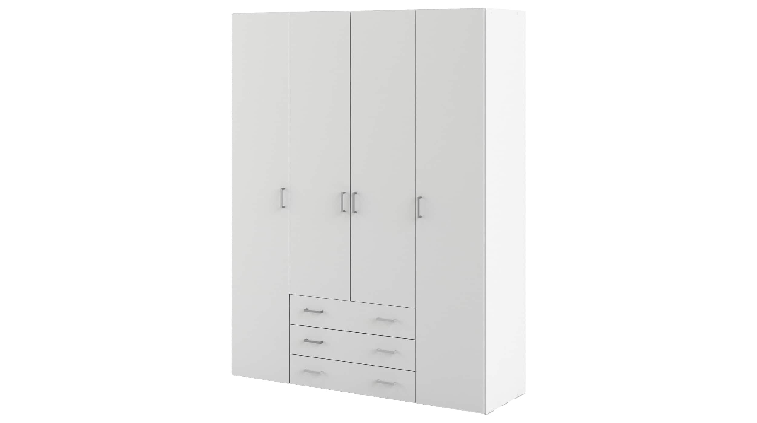 Kleiderschrank Space Weiß - 3 Schubladen | Die Möbelfundgrube within Kleiderschrank 4 Türig