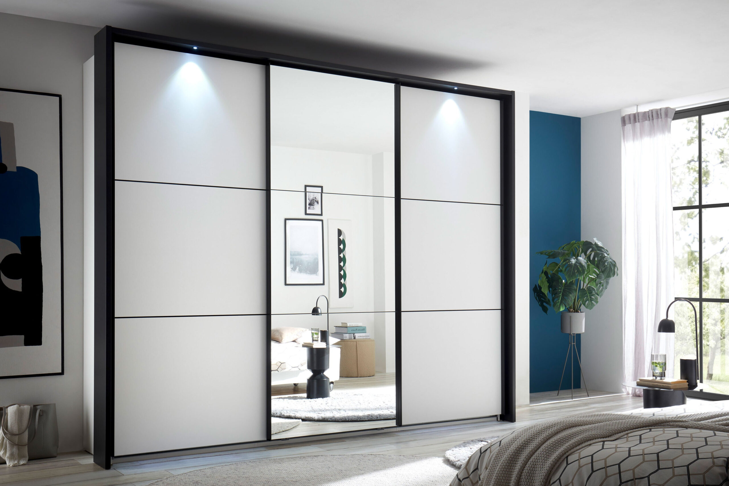 Krona Von Schlafkontor Trendline - Schrank Modern Weiß/ Anthrazit Mit  Spiegel with regard to Moderner Kleiderschrank