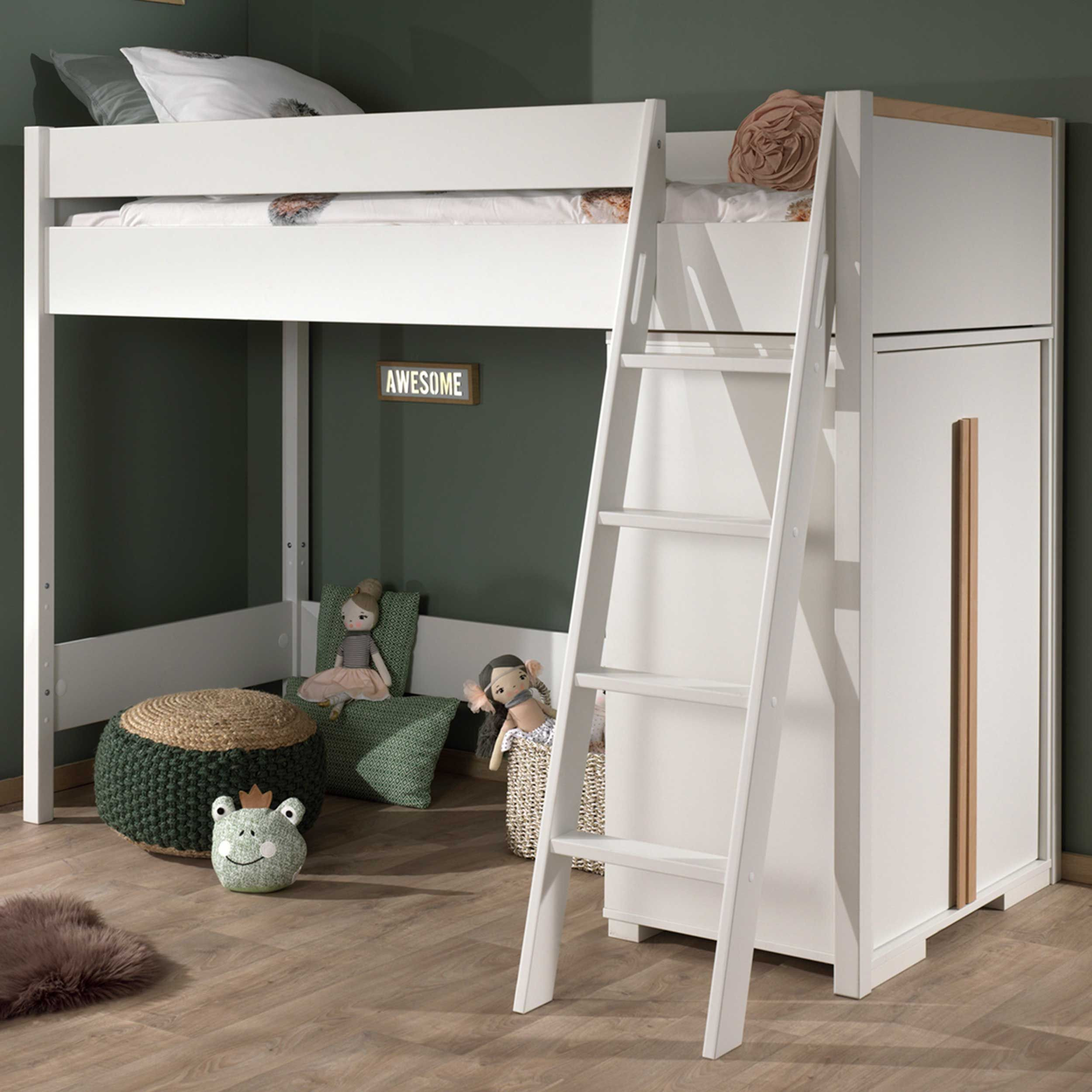 Londoner Hochbett 90X200 Mit Kleiderschrank - Weiß for Hochbett Mit Kleiderschrank