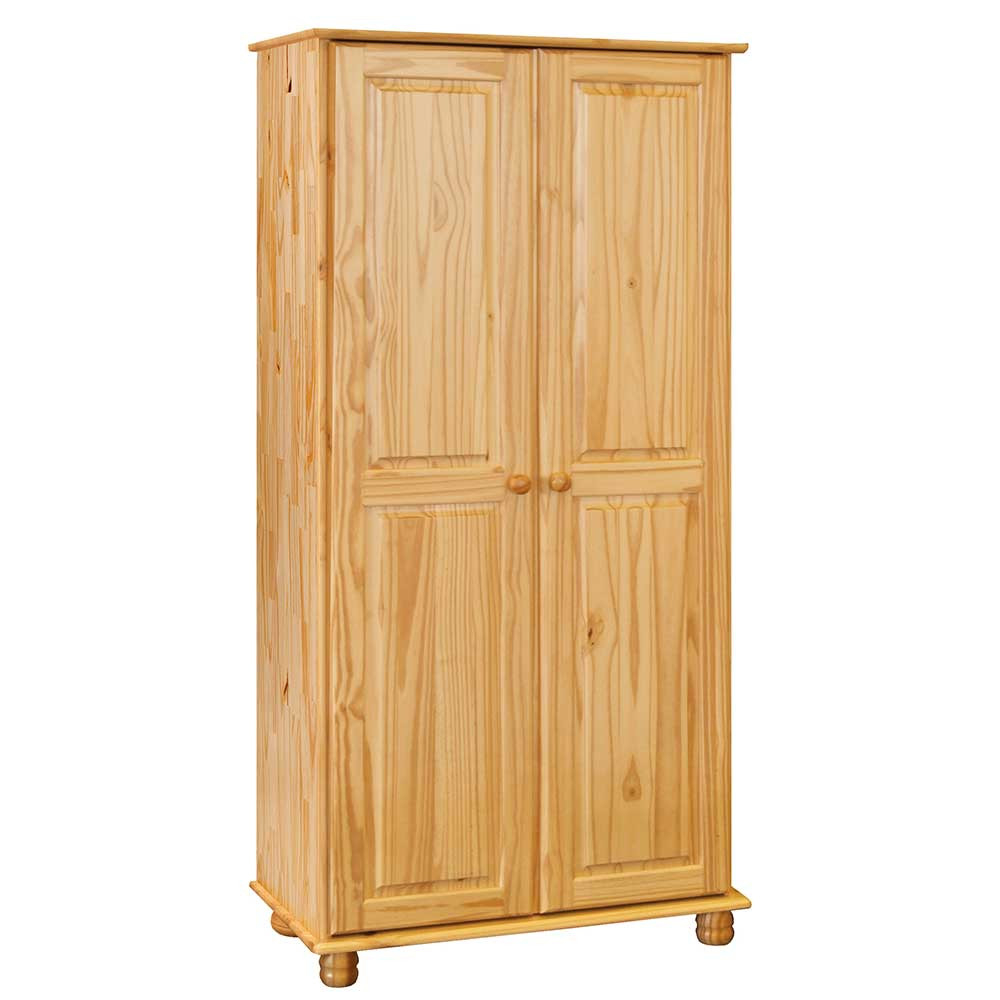 Massiver Kiefernholz Kleiderschrank 2-Türig - Kascanu in Kleiderschrank Mit Füßen