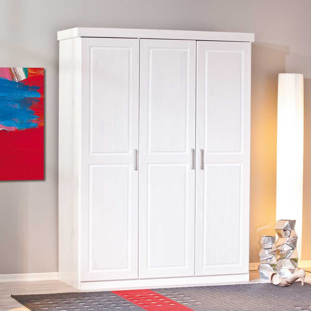 Massivholz-Kleiderschrank Nabrosia In Weiß pertaining to Kleiderschrank Massivholz Weiß
