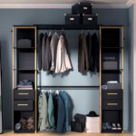 Mono Offener Kleiderschrank – 210X42X204Cm – Schwarz/Eiche Dekor In Offener Kleiderschrank