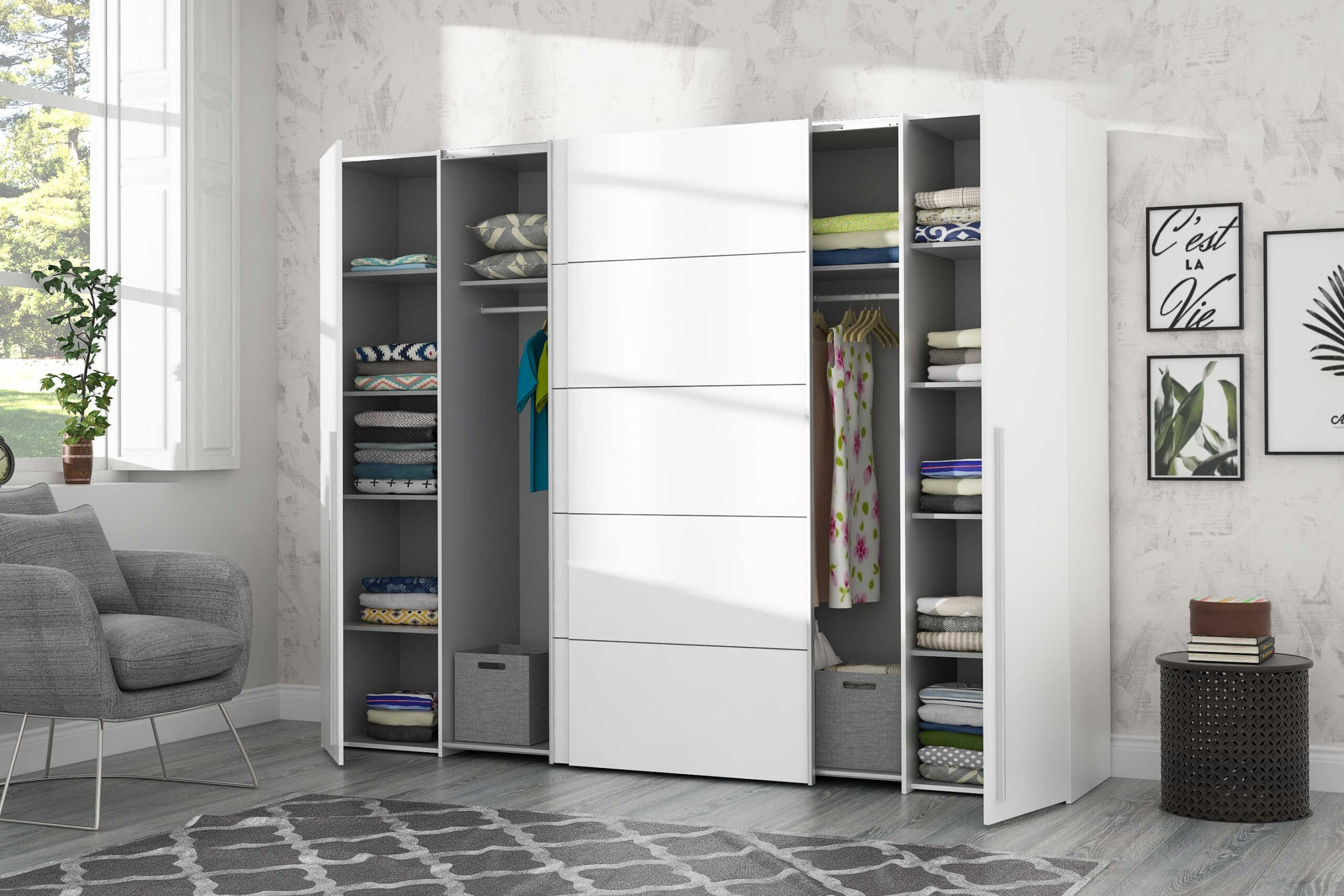 Narago Von Forte - Weißer Kleiderschrank Ca. 270 Cm Breit inside Kleiderschrank 270 Cm Breit