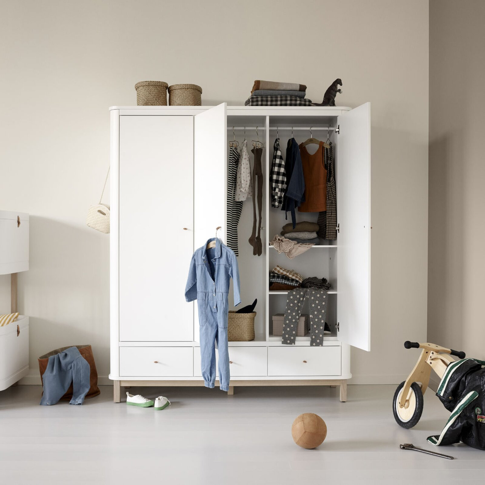 Oliver Furniture Kleiderschrank 'Wood' Eiche/Weiß 3-Türig Online with Kleiderschrank Halbhoch