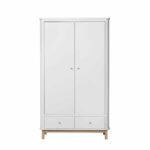 Oliver Furniture Wood Kleiderschrank 2 Türig – Weiß/Eiche Regarding Kleiderschrank Online Kaufen